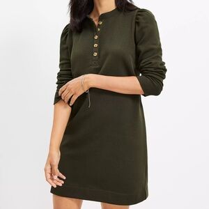 🆕 Shirred Sleeve Henley Shift Dress